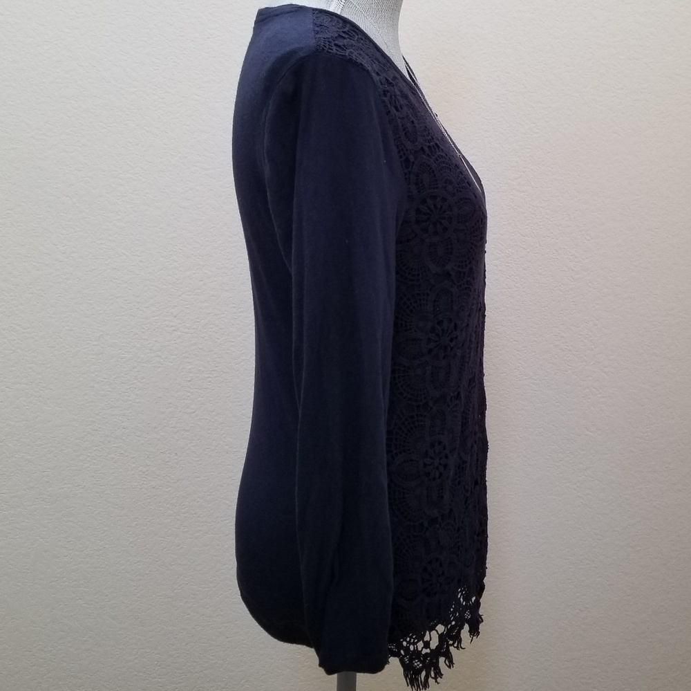 EUC J. Crew Blue Lace Front T-Shirt - Picture 2 of 5